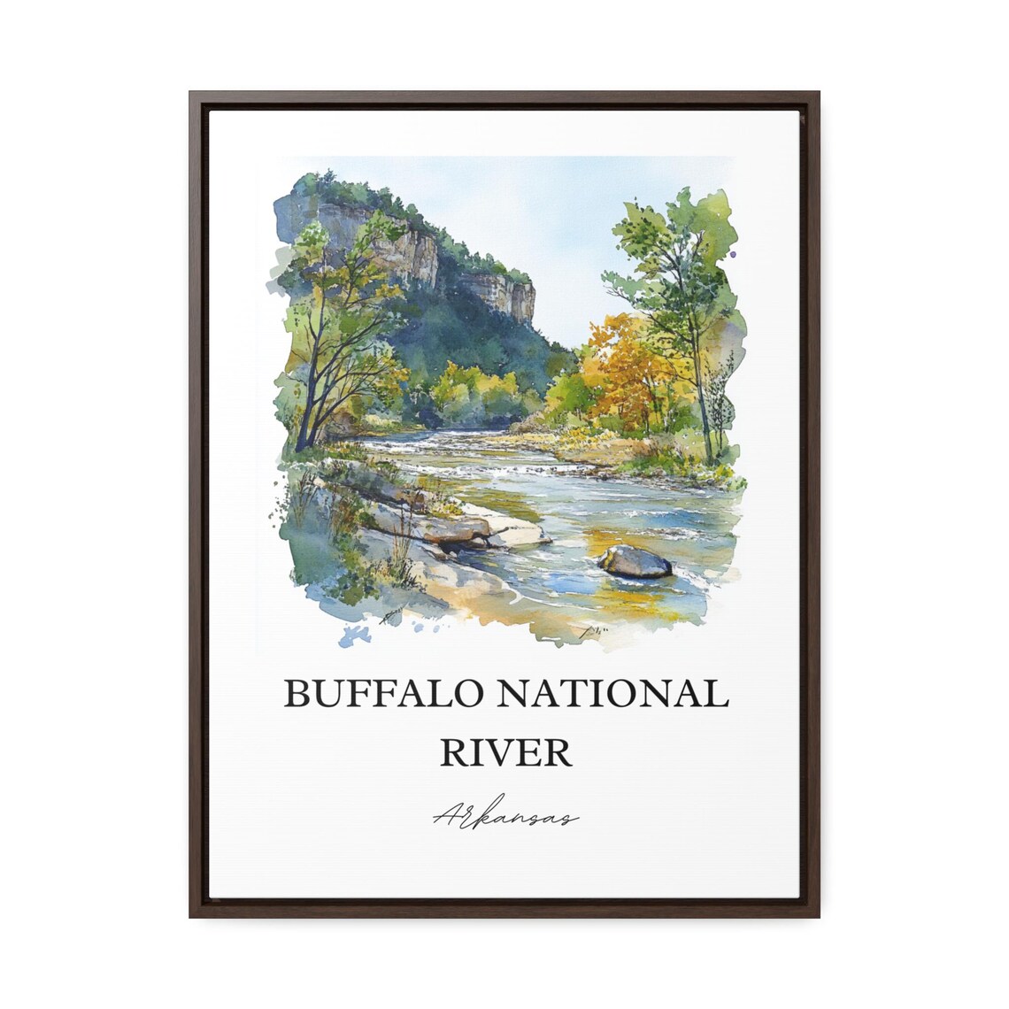 Buffalo National River Arkansas Watercolor River Bluffs Travel Poster - Image 2