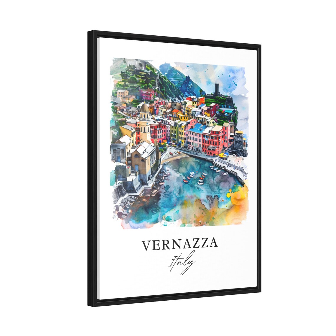 Vernazza Italy Cinque Terre Coastal Village Watercolor Poster - Image 2