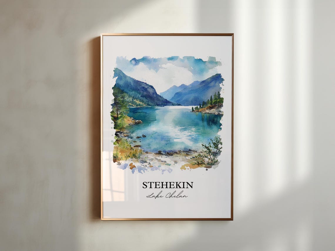 Stehekin Lake Chelan Watercolor Turquoise Mountain Lake Poster - Image 5