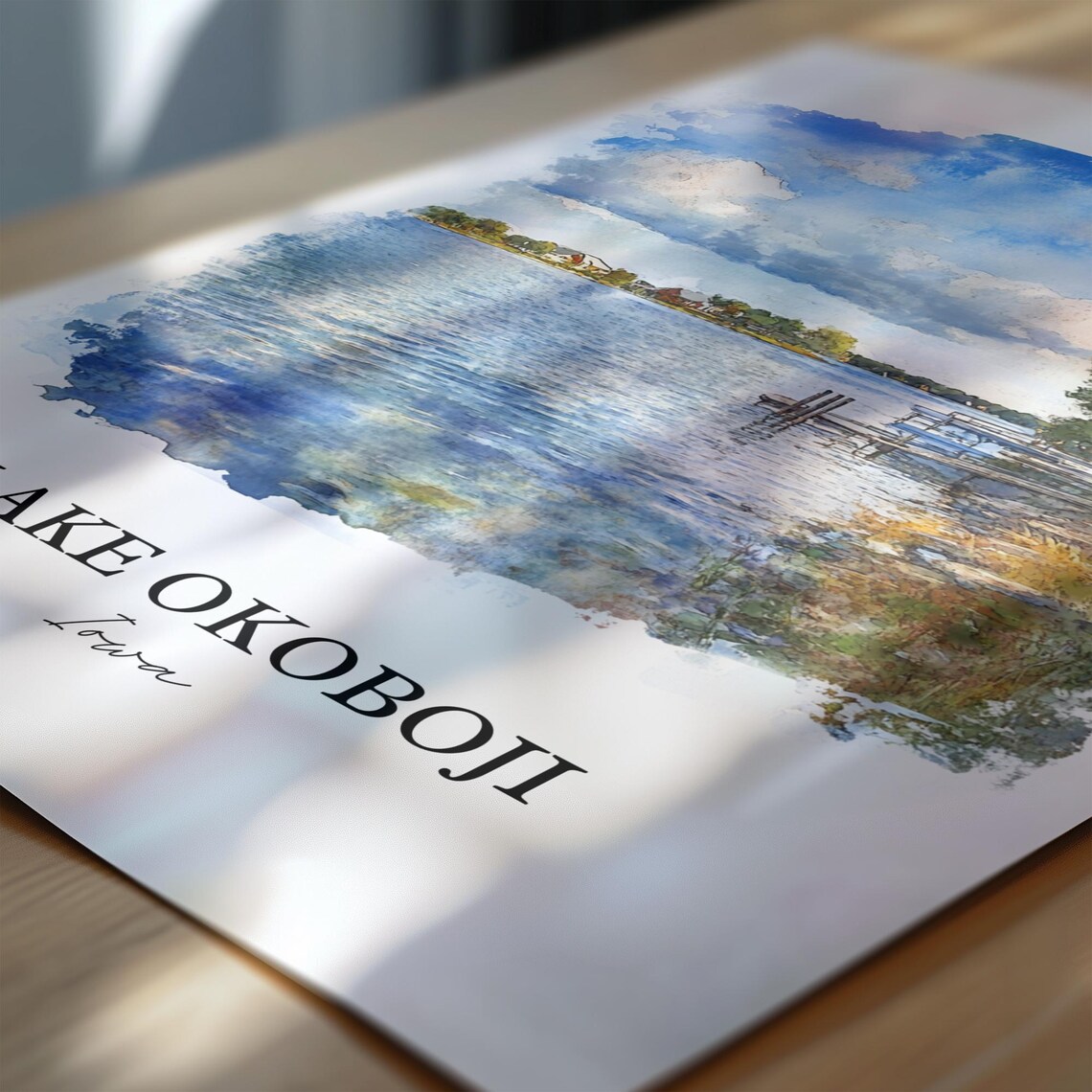 Lake Okoboji Iowa Tranquil Wide Open Water Dock Under Clouds Poster - Image 6