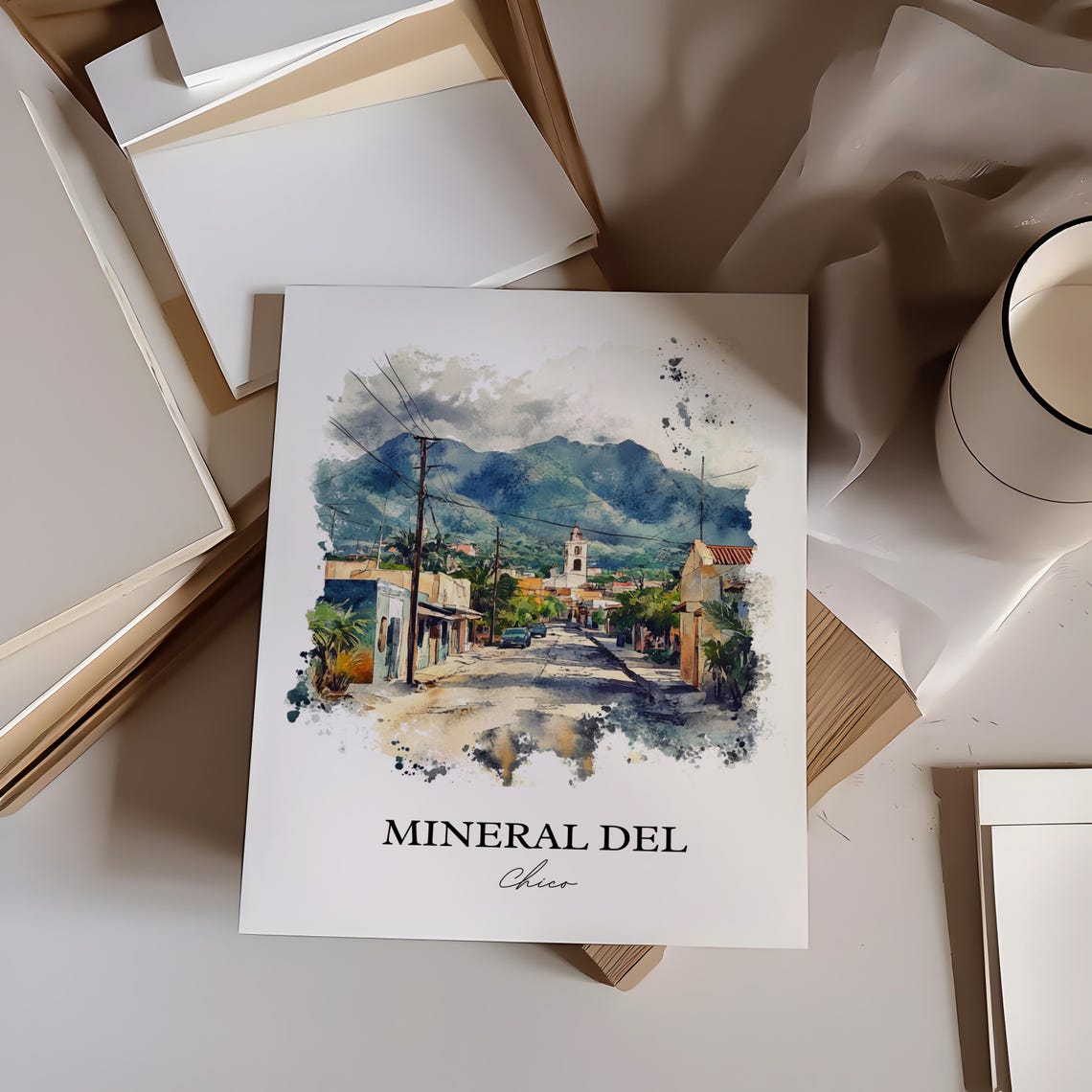 Mineral Del Chico Wall Art Mexico Print Watercolor Gift Travel Poster Housewarming - Image 2