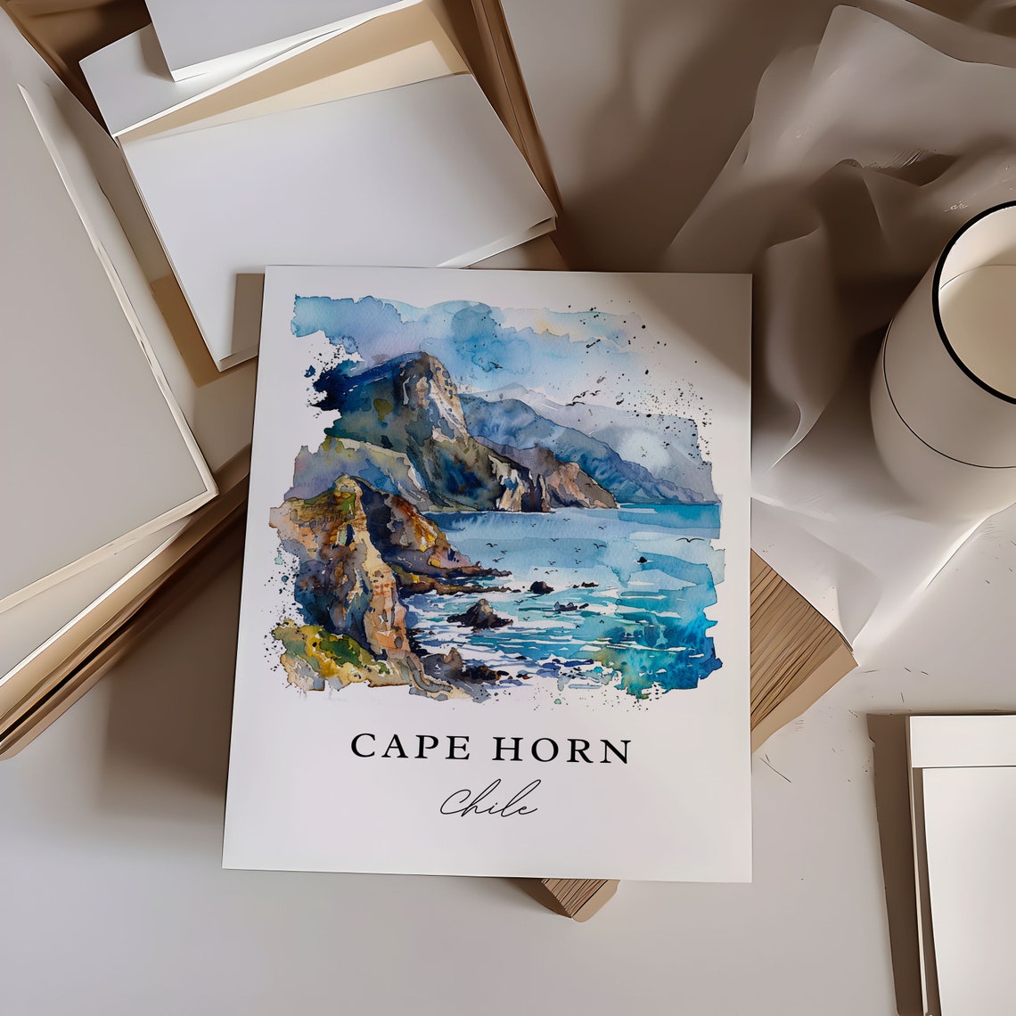 Cape Horn Chile Watercolor Dramatic Cliffs Ocean Travel Poster - Image 6