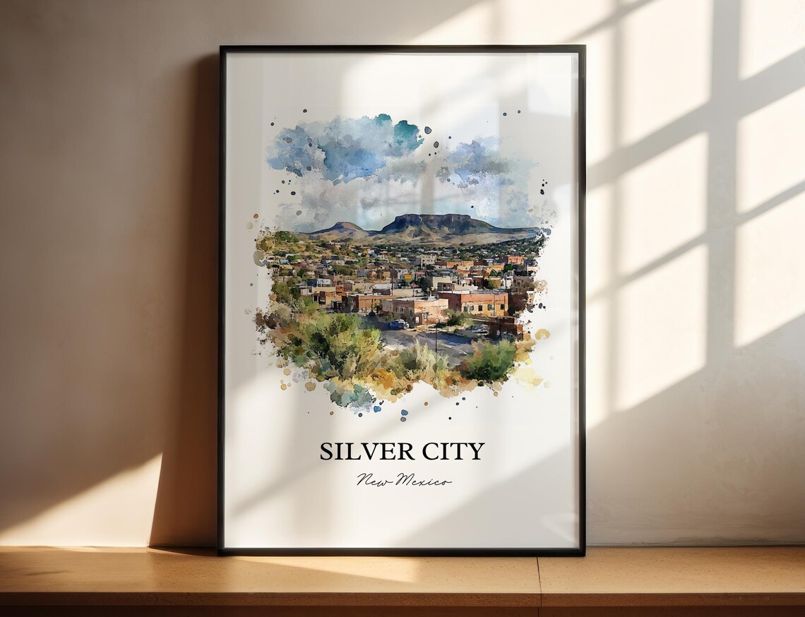 Silver City New Mexico Watercolor Mining Town Mountain Poster - Image 5