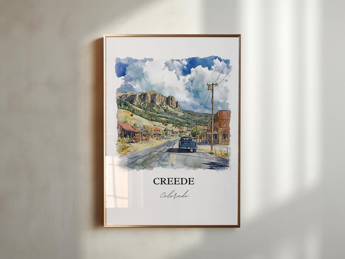 Creede Colorado Historic Mountain Mining Town Watercolor Poster - Image 5