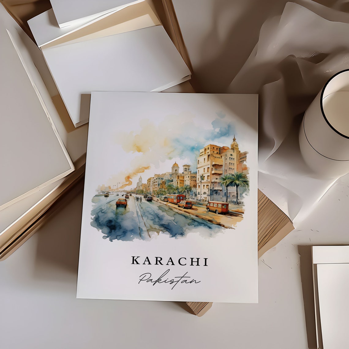Karachi Pakistan Wall Art Poster Wedding Gift Birthday Present Custom Text Personalized - Image 6