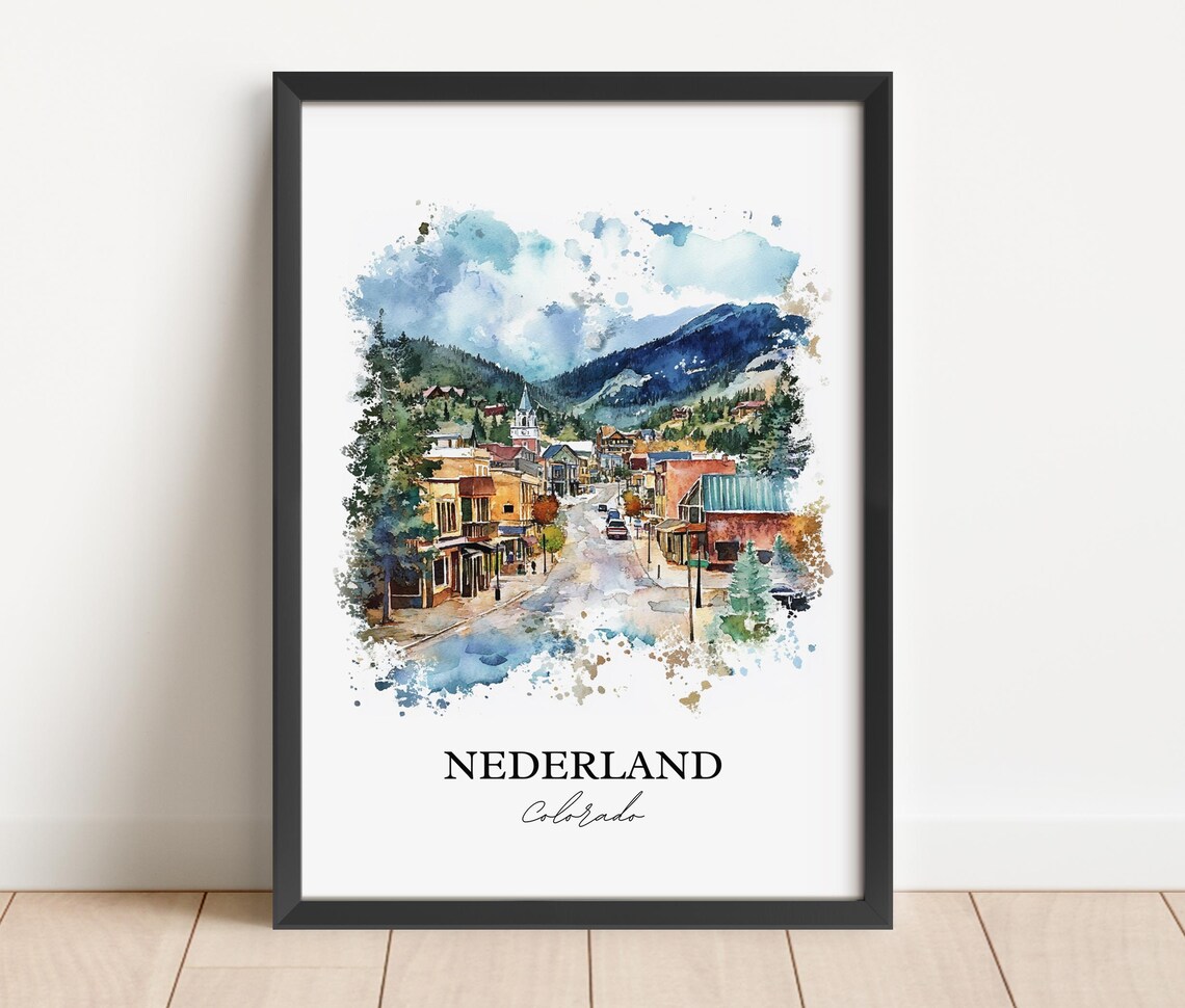Nederland Colorado Pine Mountain Town Watercolor Travel Gift Poster - Image 3