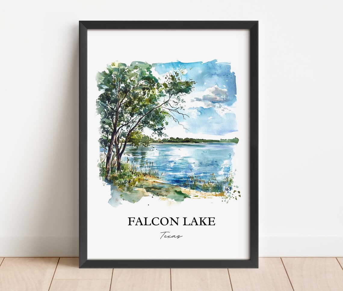 Falcon Lake Texas Lakeside Tree Watercolor Nature Travel Poster - Image 4