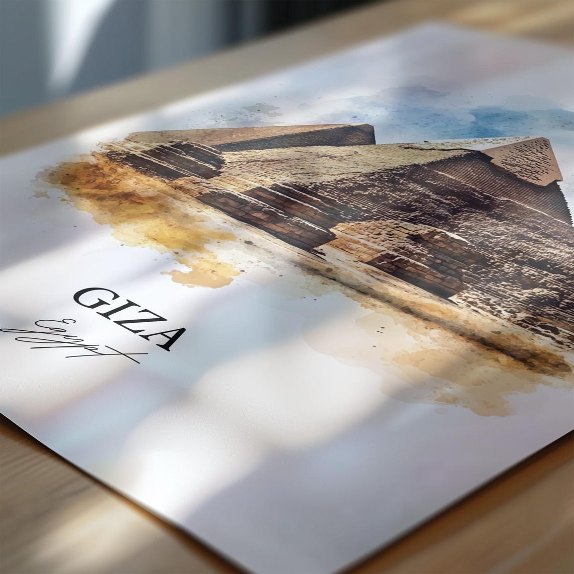 Giza Egypt Watercolor Pyramid Desert Ancient Wonder Art Poster - Image 7