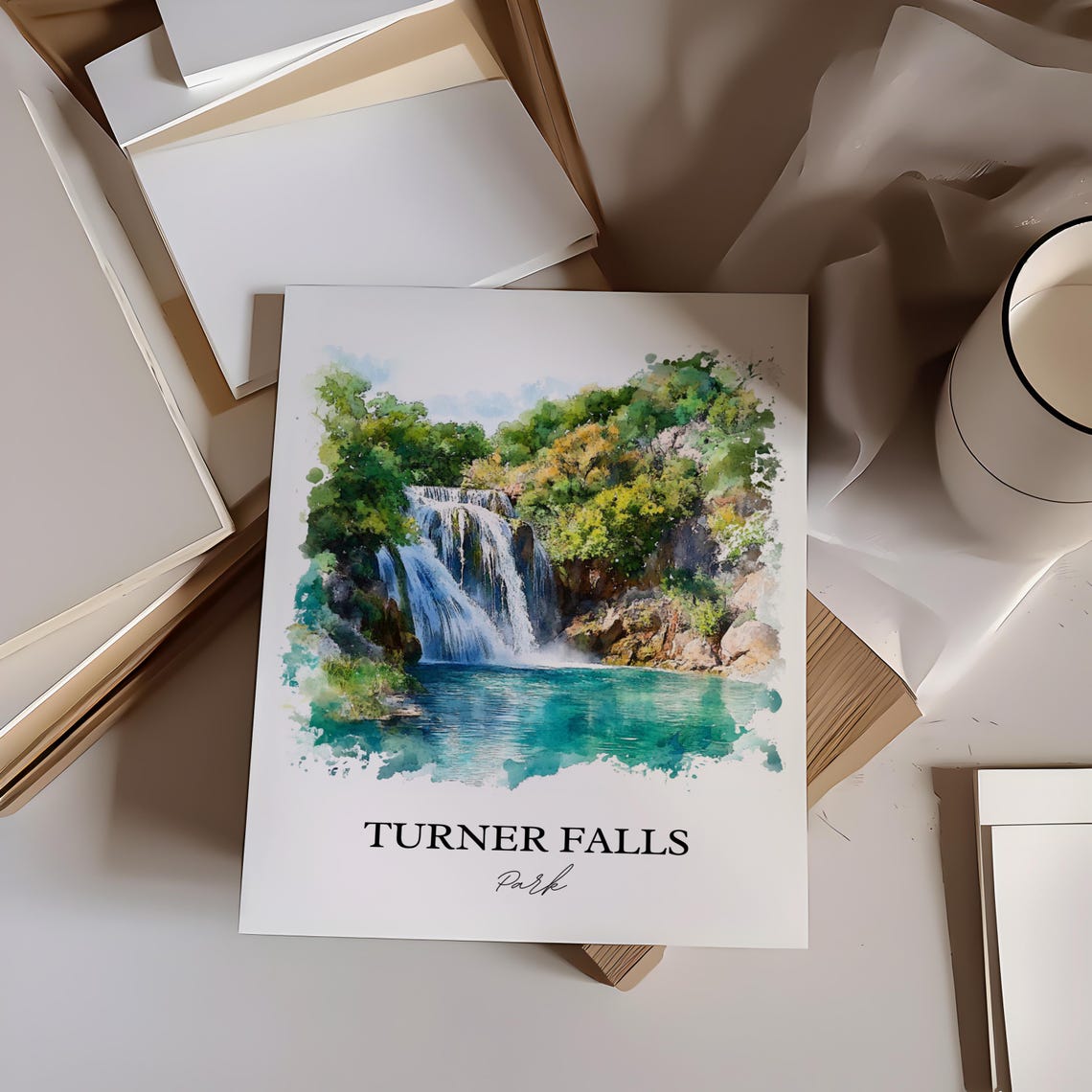 Turner Falls Park Oklahoma Stunning Cascading Waterfall Art Poster - Image 5