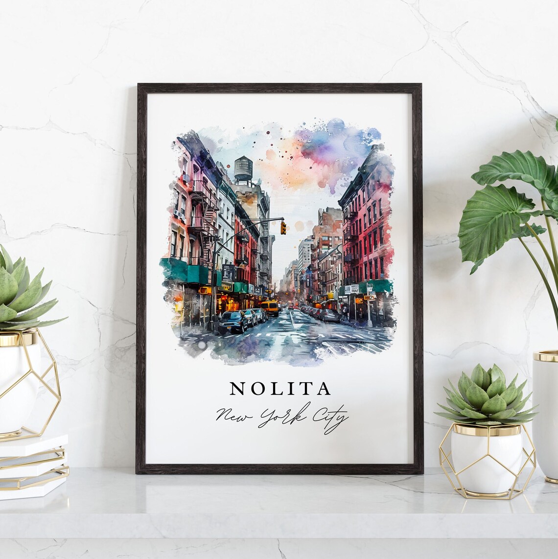 Nolita New York City Street Watercolor Manhattan Travel Poster - Image 3