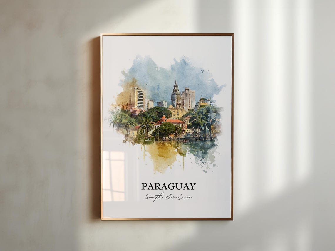 Paraguay Wall Art Print Watercolor South America Gift Travel Poster Housewarming - Image 5