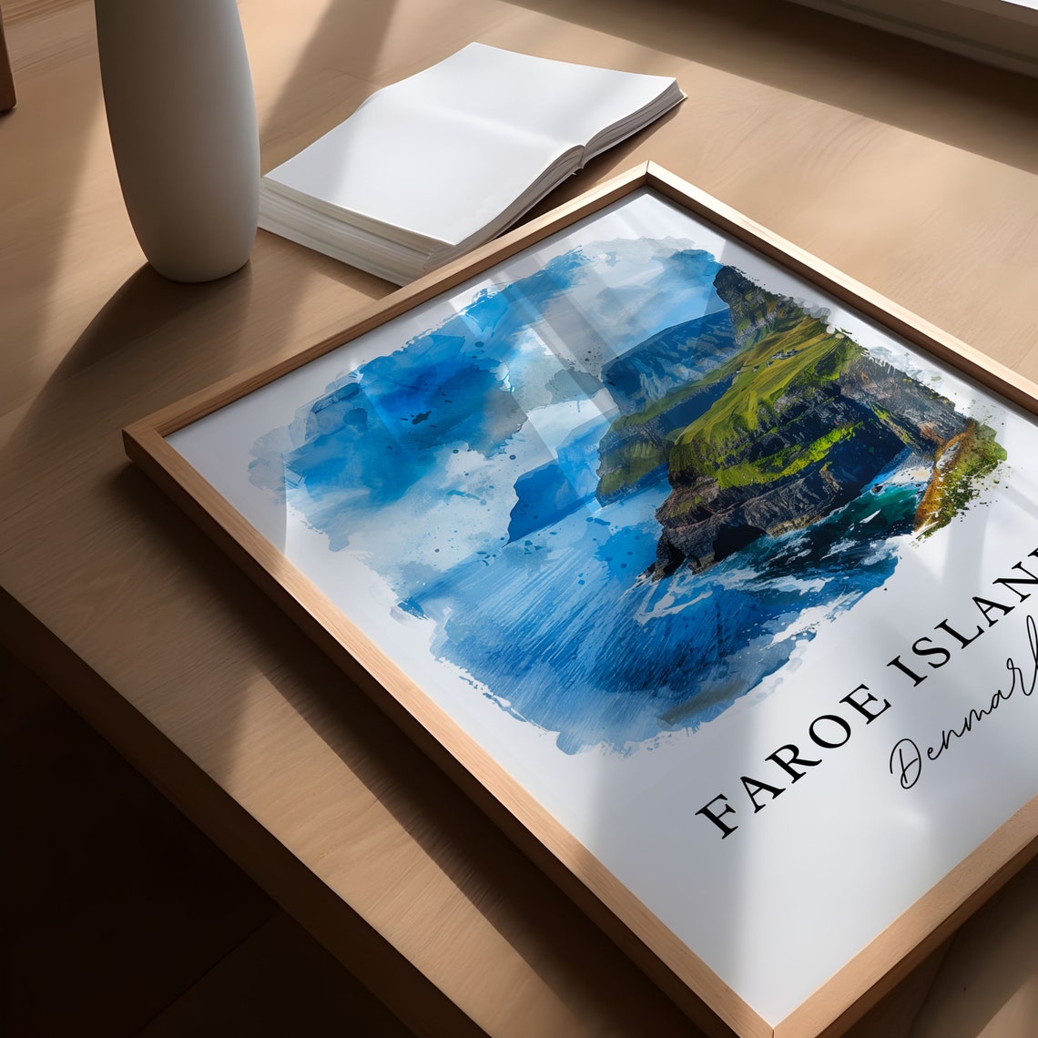 Faroe Islands Denmark Dramatic Coastal Cliffs Watercolor Poster - Image 5