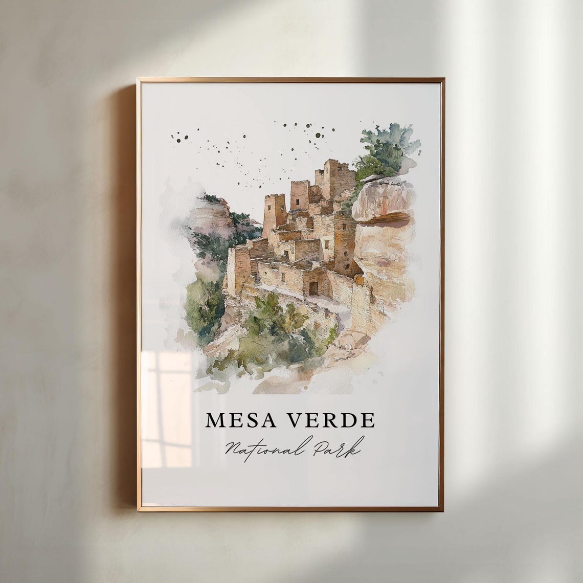 Mesa Verde National Park Cliff Dwellings Watercolor Ruins Poster