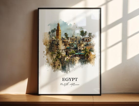 Egypt Wall Art Print North Africa Watercolor Gift Travel Poster Housewarming