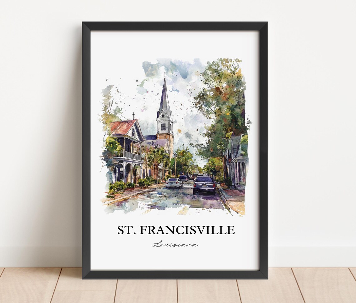 St Francisville Louisiana Church Spire Watercolor Travel Gift Poster - Image 2