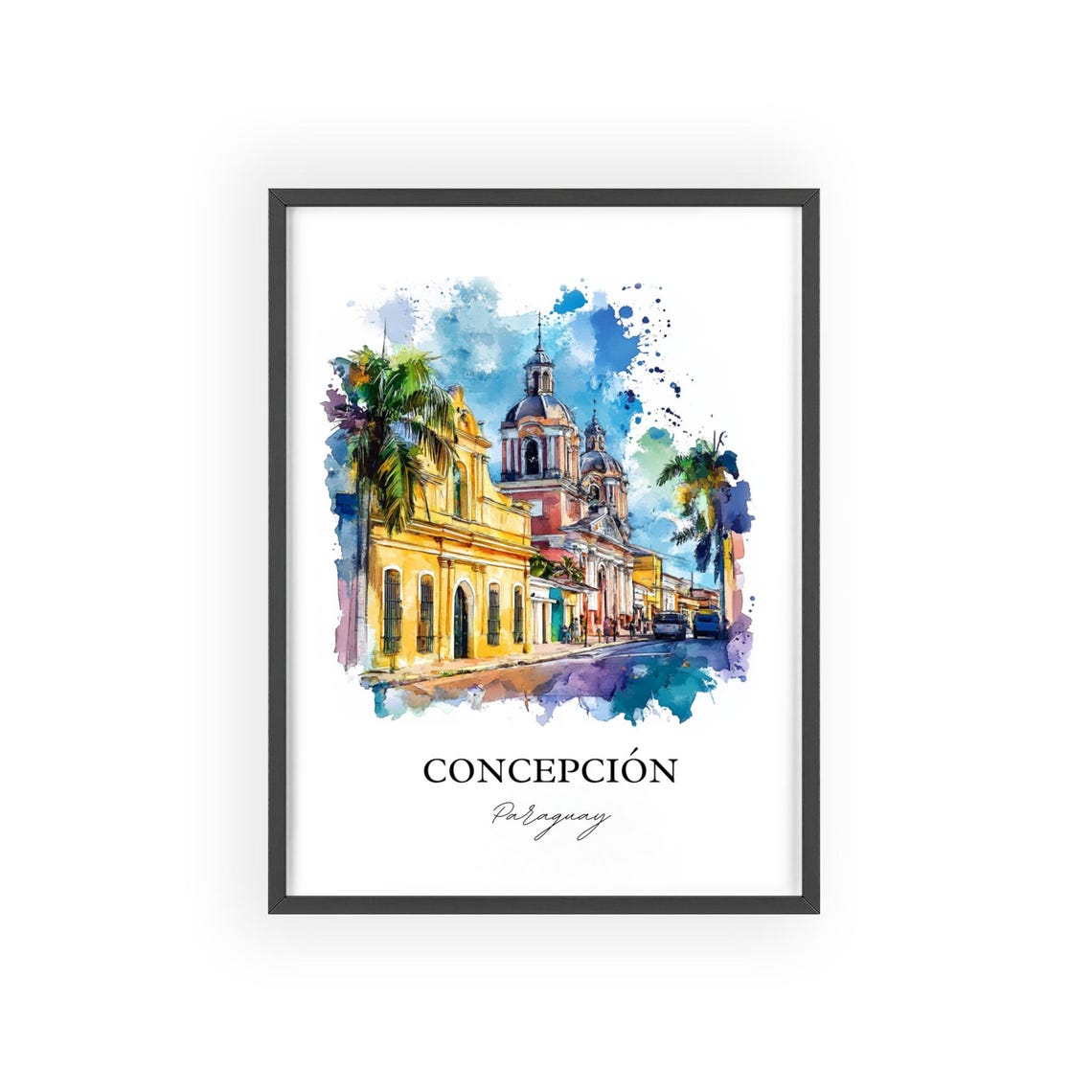 Concepcin Paraguay Wall Art River Print Watercolor Gift Travel Poster Housewarming - Image 2