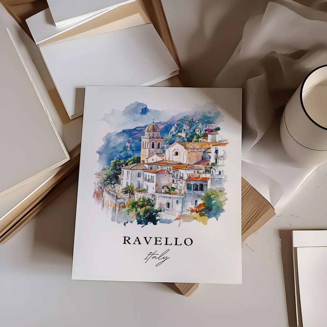 Ravello Italy Watercolor Travel Poster, Amalfi Coast - Image 6
