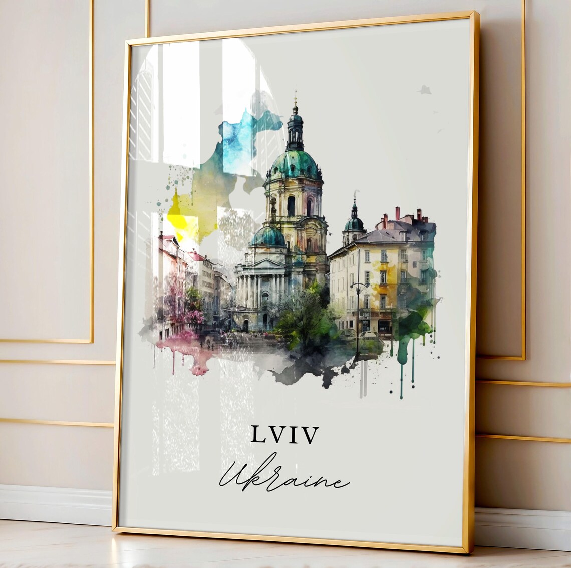 Lviv Ukraine Travel Poster, Custom Text Personalised - Image 5
