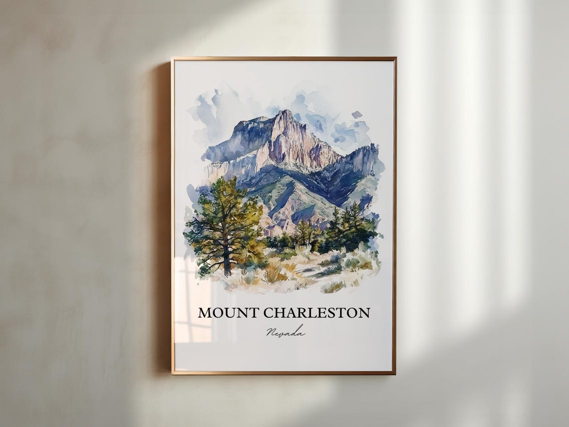 Mount Charleston Nevada Rugged Peak Desert Watercolor Poster - Image 3