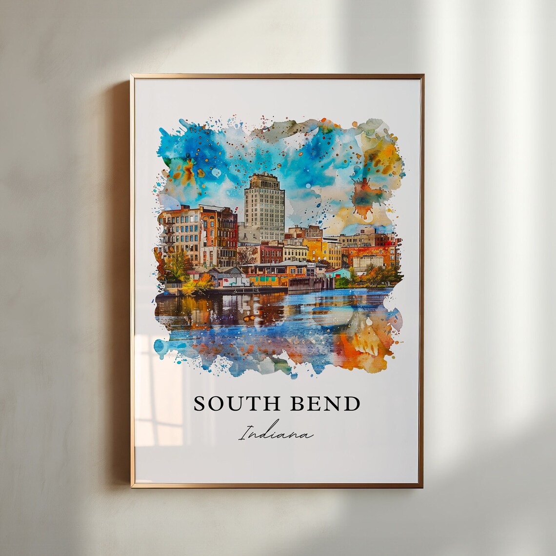 South Bend Watercolor Travel Poster, Notre Dame