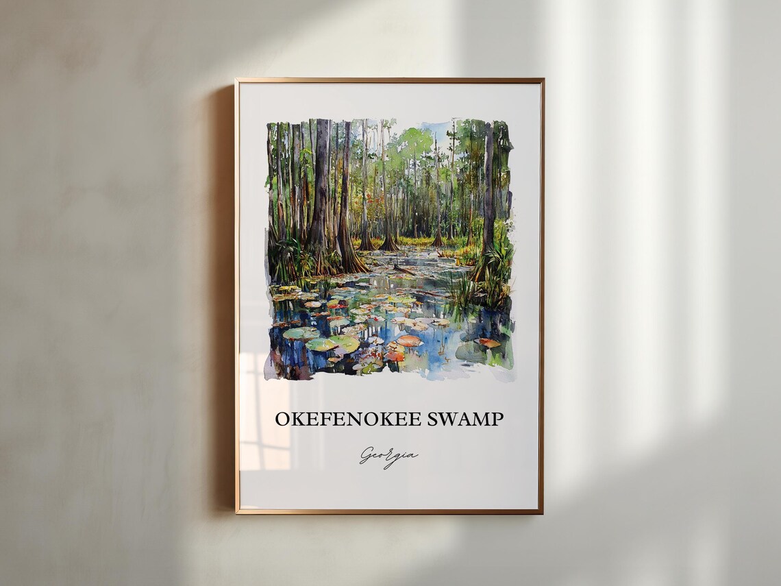 Okefenokee Swamp Watercolor Travel Poster, Georgia - Image 5