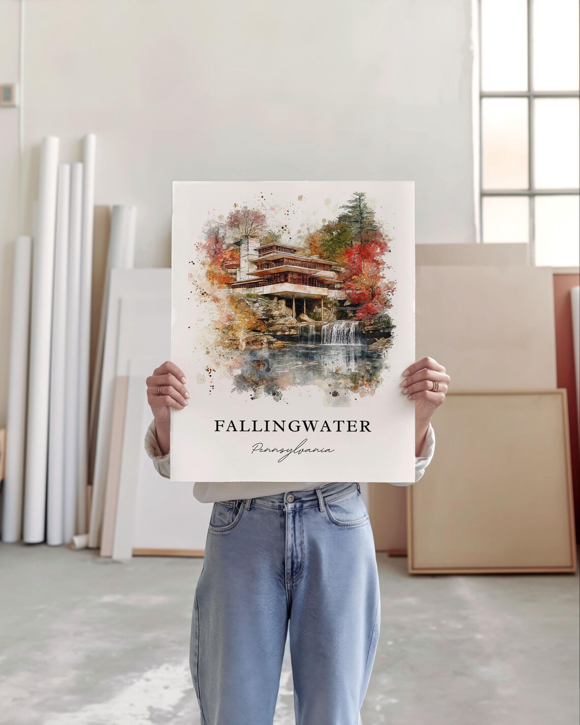 Fallingwater, PA Travel Poster, House at Mill Run - Image 2