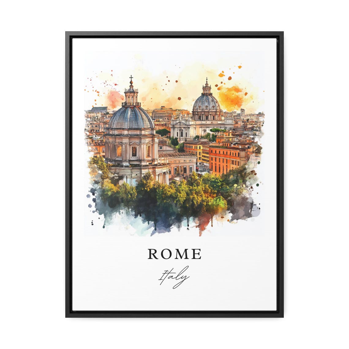 Rome Italy Watercolor Skyline Travel Poster - Image 3