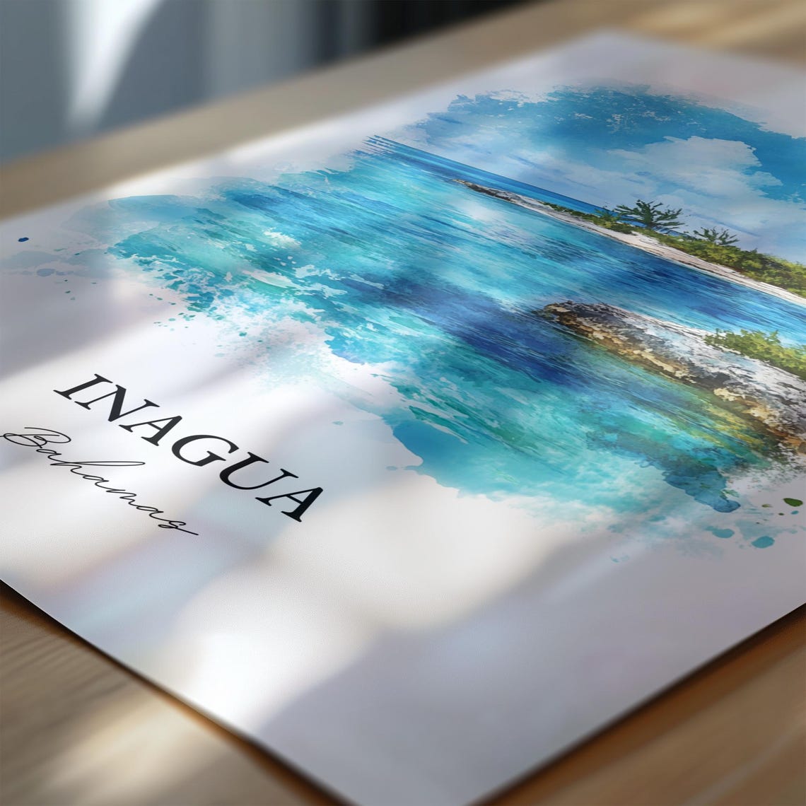 Inagua Bahamas Wall Art Great Print Watercolor Gift Travel Poster Housewarming - Image 6