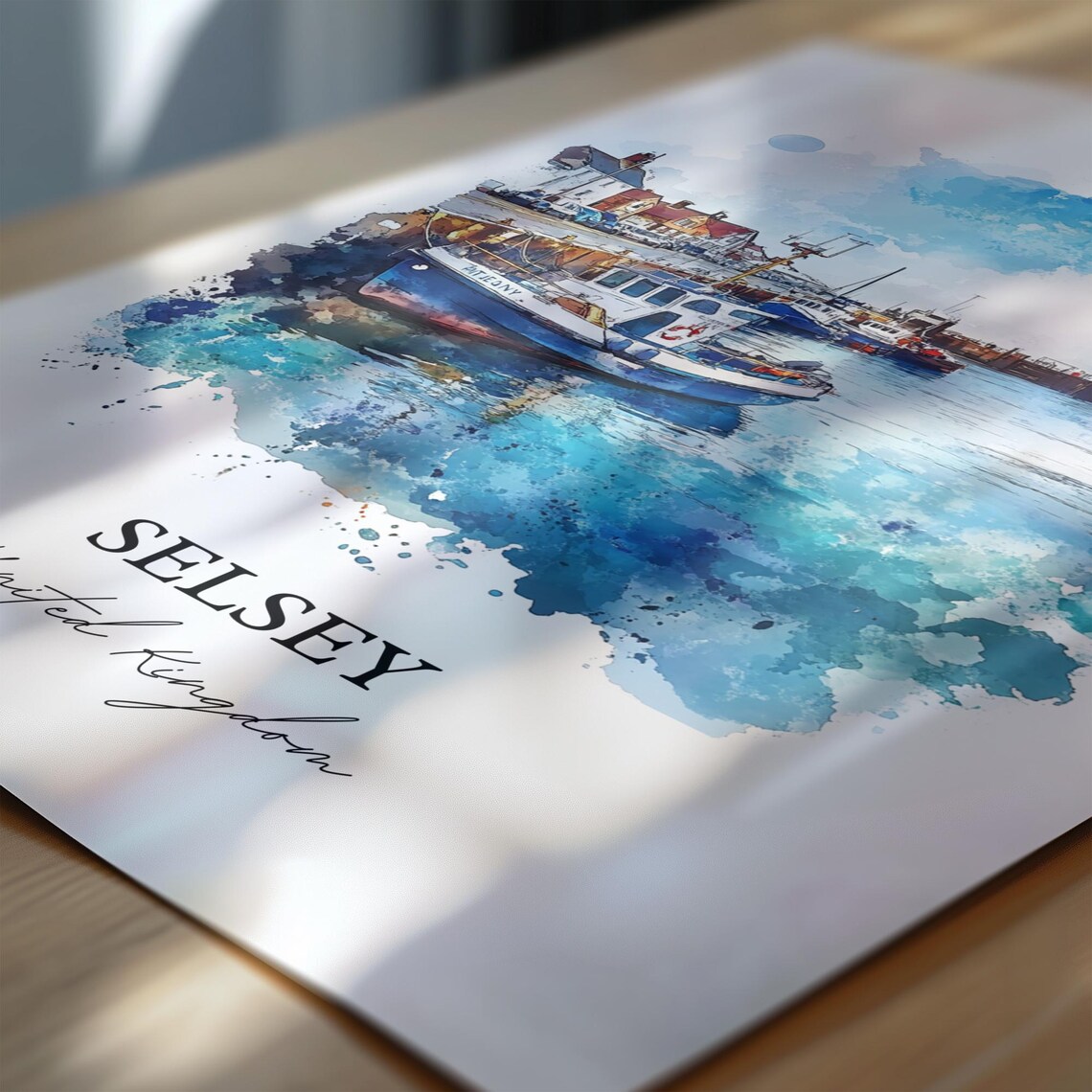Selsey United Kingdom Watercolor Fishing Harbor Boats Coastal Poster - Image 6