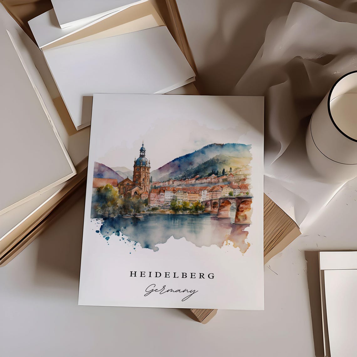 Heidelberg Watercolor Travel Poster, Germany Art Print - Image 6