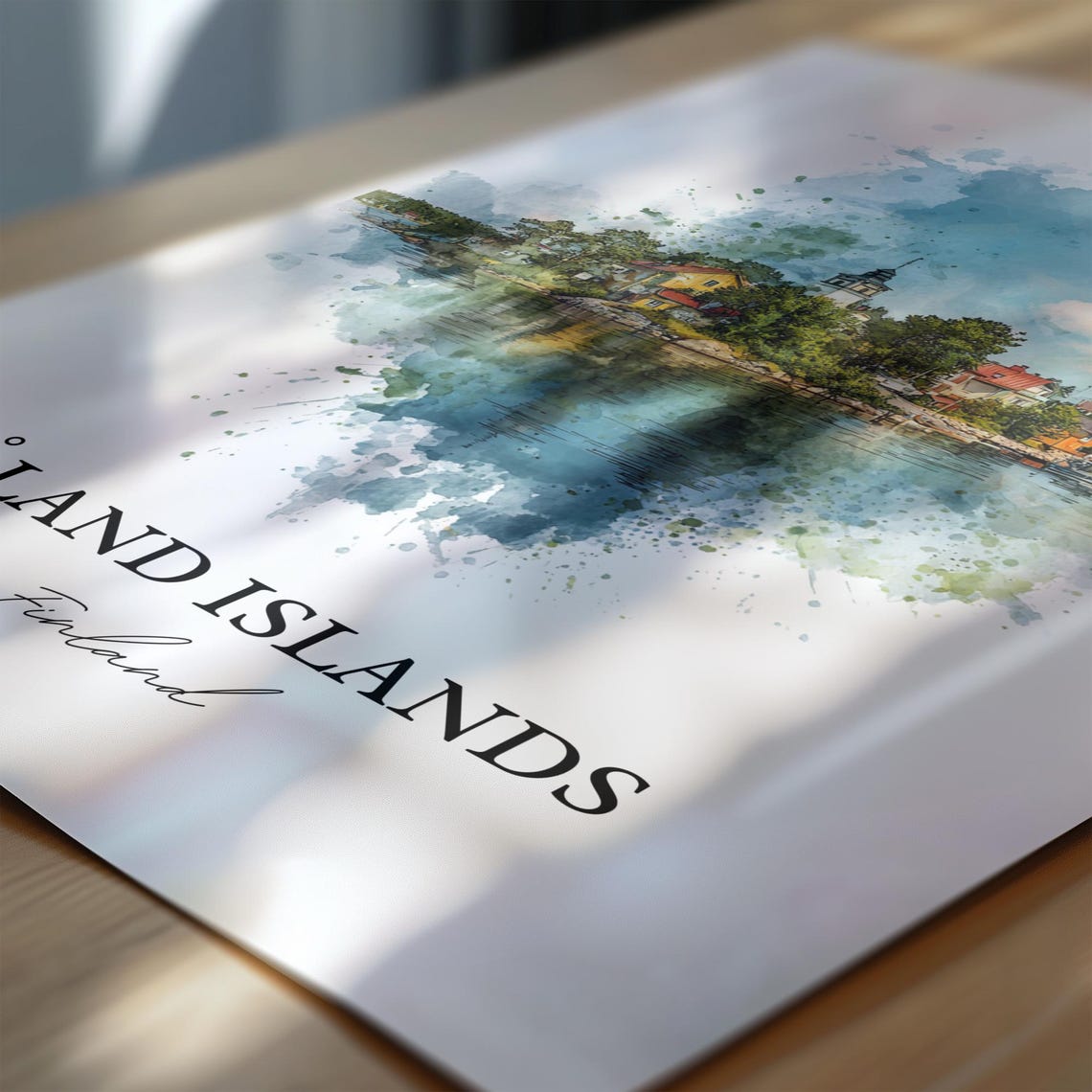 Aland Islands Finland Harbor Town Watercolor Travel Poster Gift - Image 6