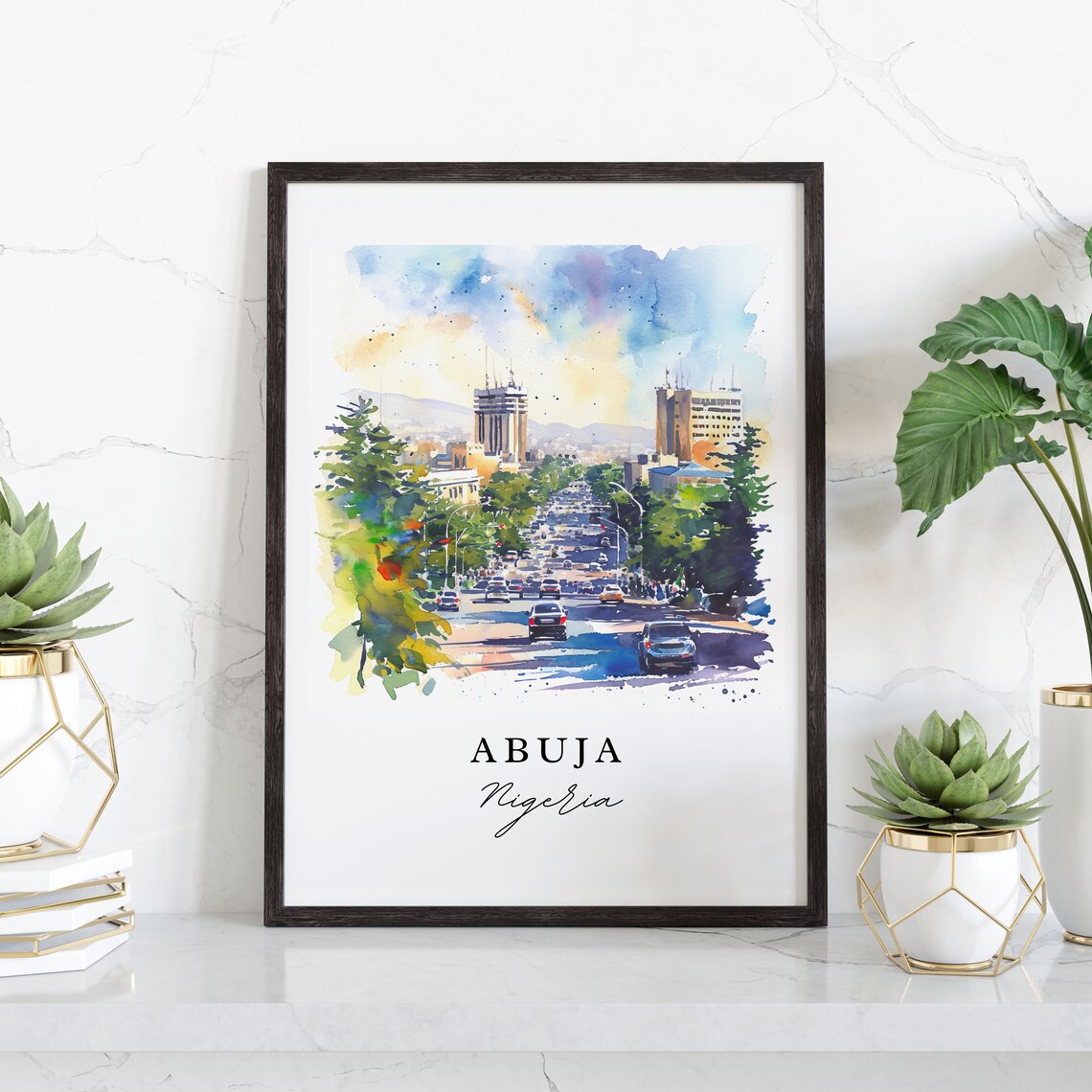 Abuja Watercolor Wall Art Nigeria Art Print - Image 4