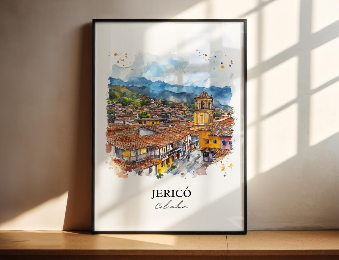 Jeric Colombia Wall Art Antioquia Print Watercolor Gift Travel Poster Housewarming