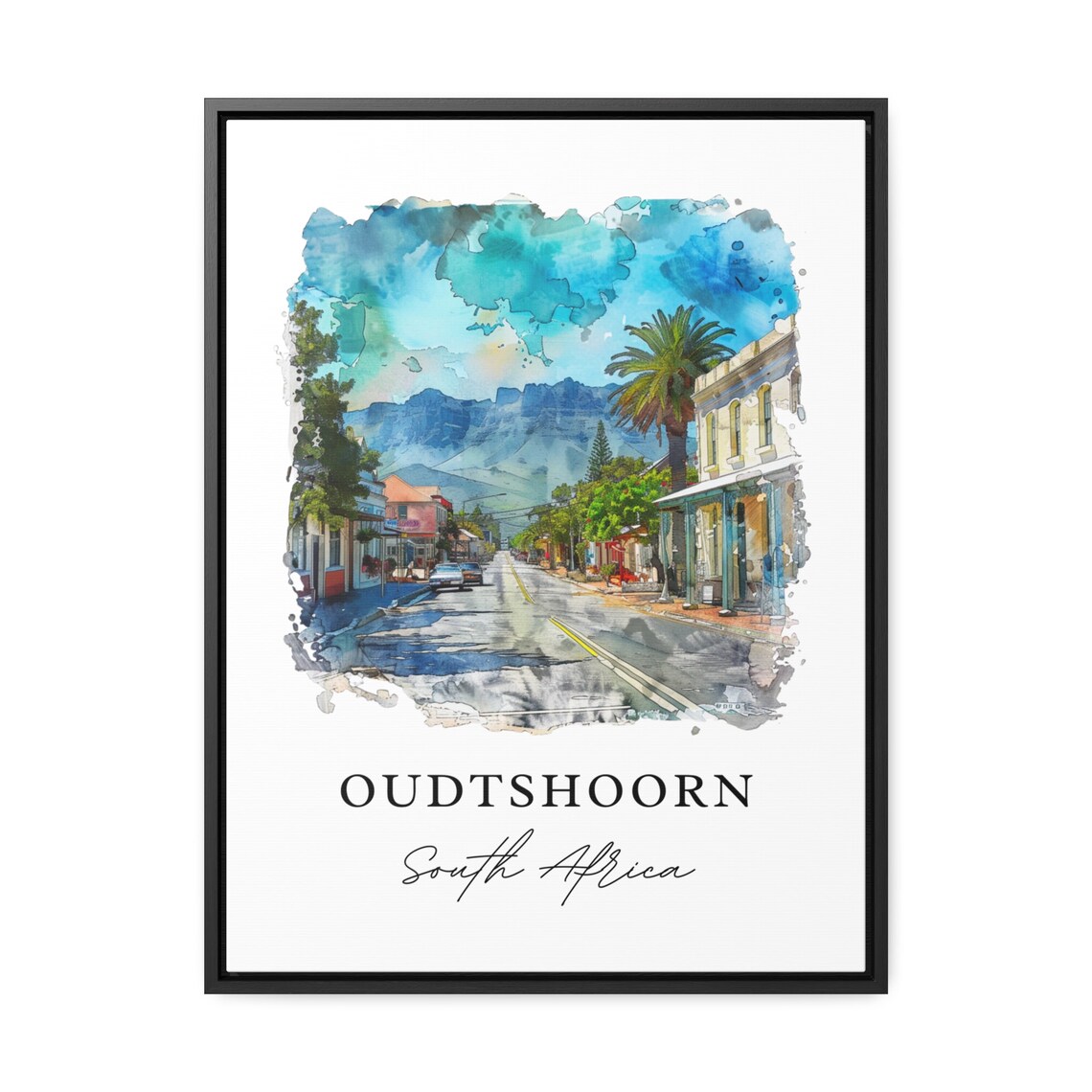Oudtshoorn South Africa Klein Karoo Street Watercolor Art Poster - Image 3