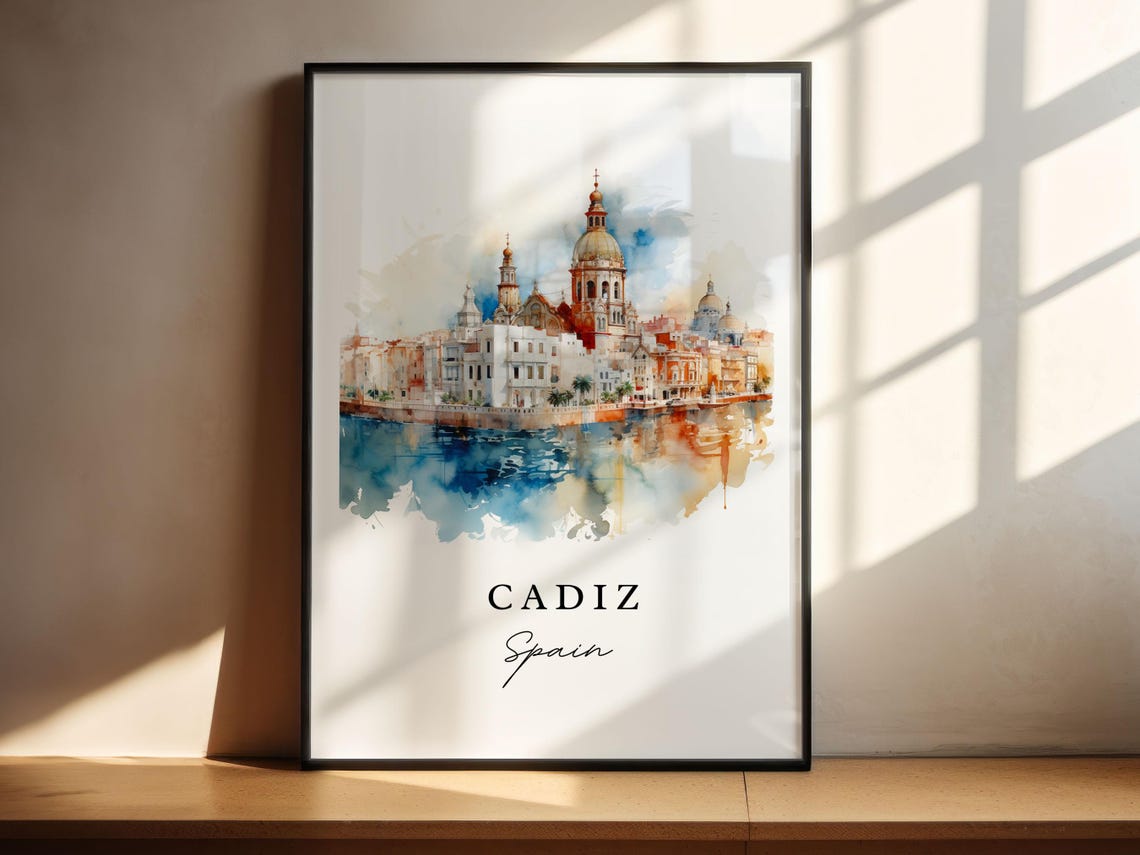 Cadiz Spain Watercolor Travel Poster, Housewarming - Image 6