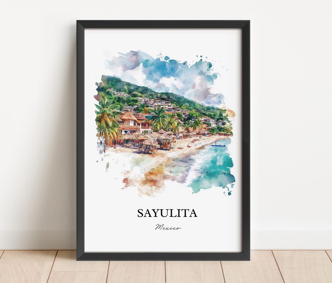 Sayulita Watercolor Travel Poster, Mexico Print - Image 2