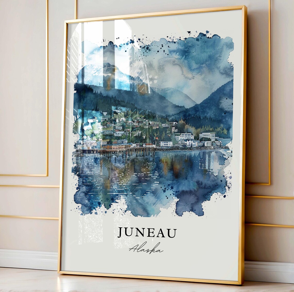 Juneau Alaska Watercolor Travel Poster Art Print - Image 3