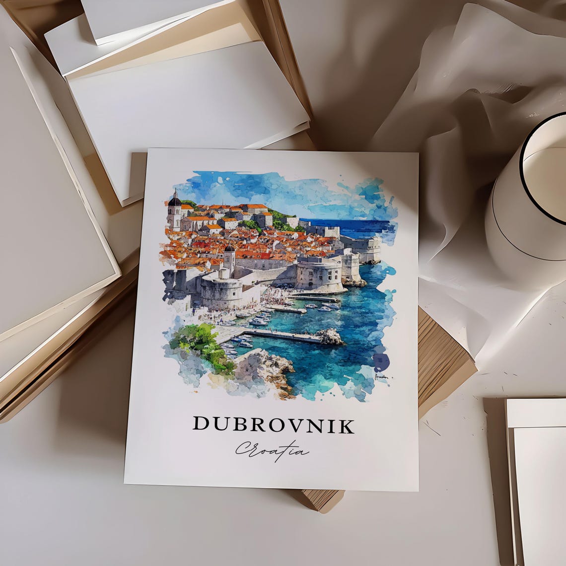 Dubrovnik Croatia Watercolor Travel Poster, Housewarming - Image 6