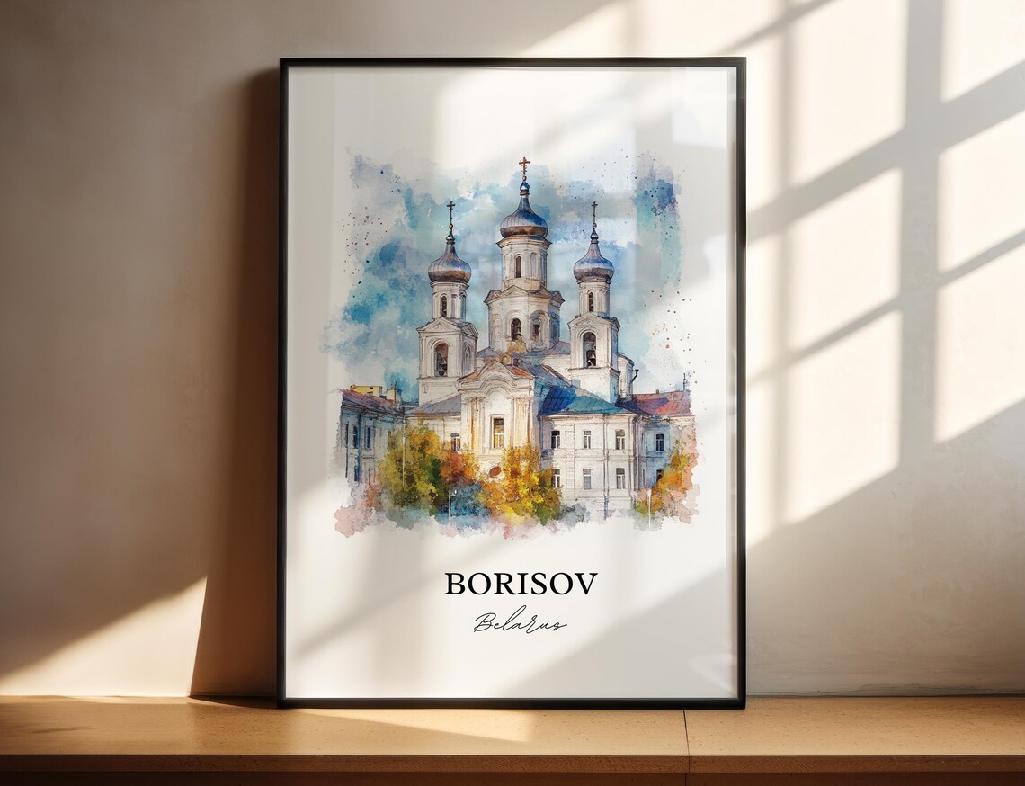 Borisov Belarus Onion Domed Church Golden Glow Watercolor Poster
