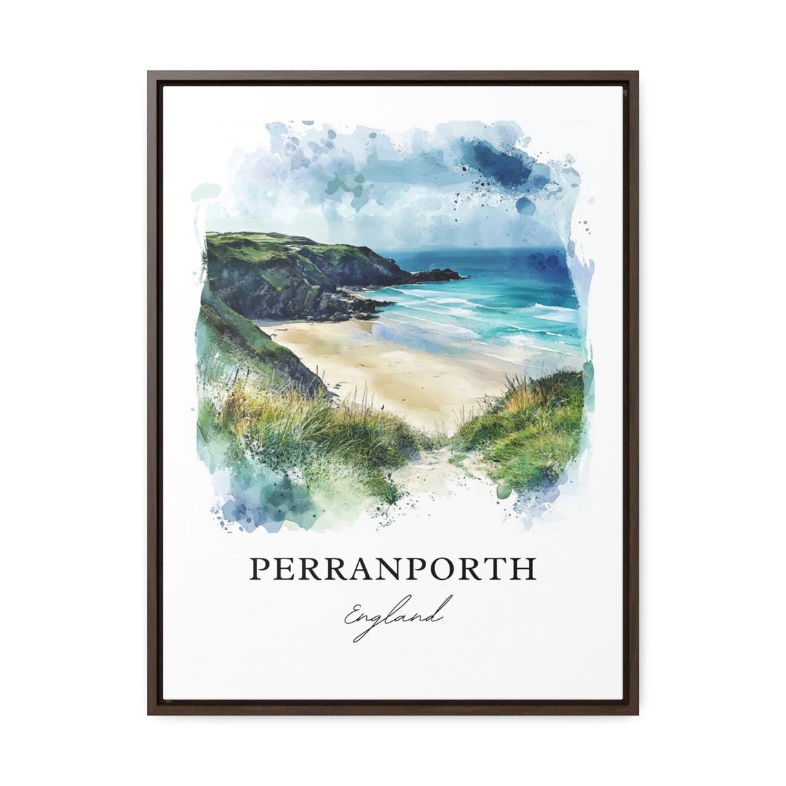 Perranporth Travel Poster, Cornwall England Watercolor - Image 2
