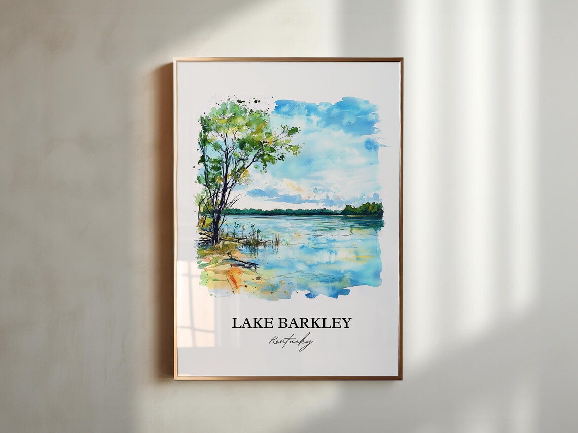 Lake Barkley Kentucky Peaceful Bay Watercolor Lake Poster Art - Image 5