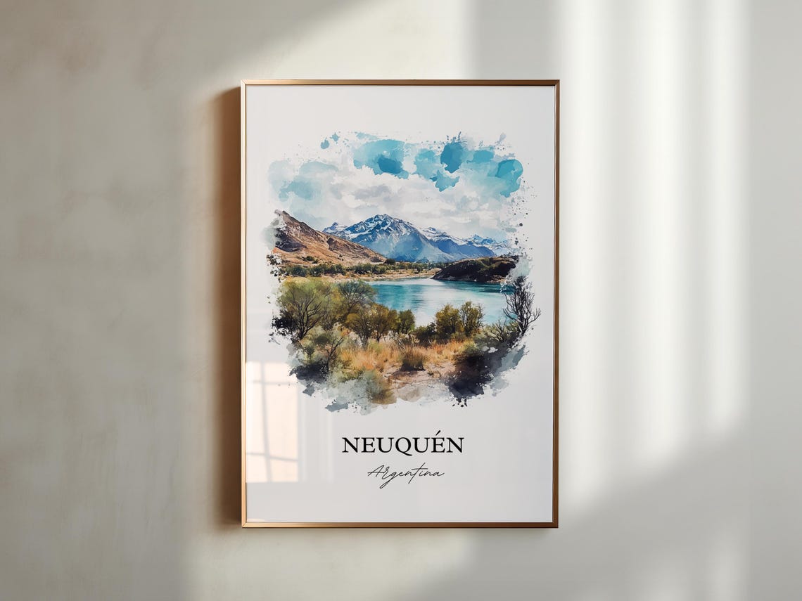 Neuqun Wall Art Confluencia Dept Print Argentina Watercolor Gift Travel Poster Housewarming - Image 6