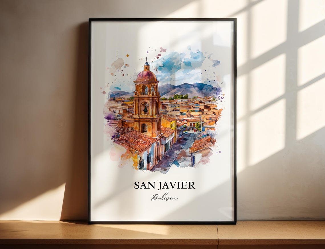 San Javier Bolivia Art Uflo De Chvez Print Watercolor Gift Travel Poster Housewarming