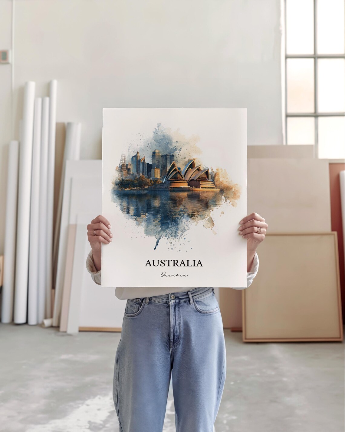 Sydney Opera House Watercolor Harbor Australia Travel Art Print - Image 3