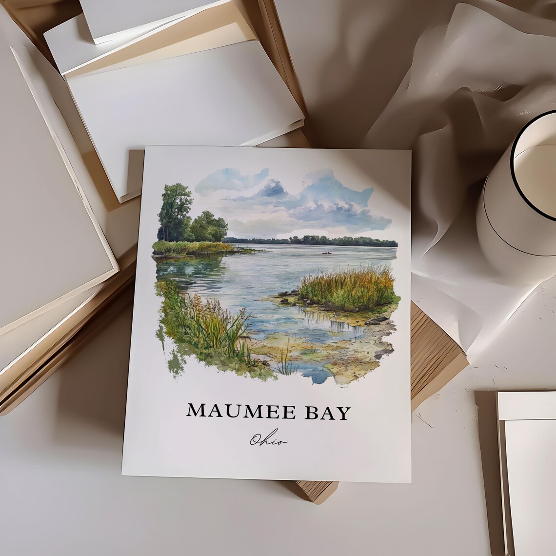 Maumee Bay State Park, Lake Erie Watercolor Art Print - Image 2