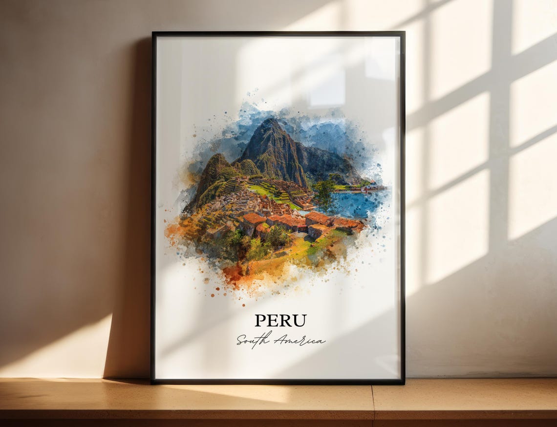 Peru Wall Art Print Watercolor Country Gift Travel Poster Housewarming