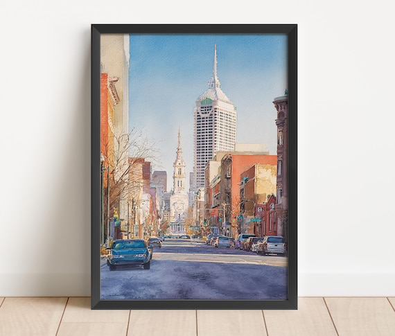 Indianapolis In Watercolor Art Travel Print Artwork Indy Decor Skyline Wall