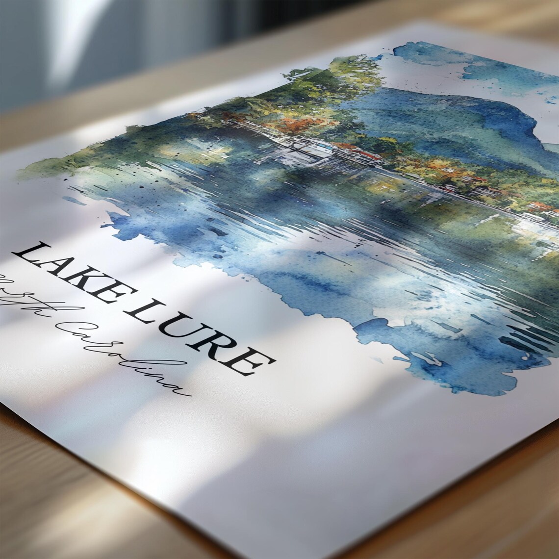 Lake Lure North Carolina Mountain Lake Watercolor Travel Poster - Image 6
