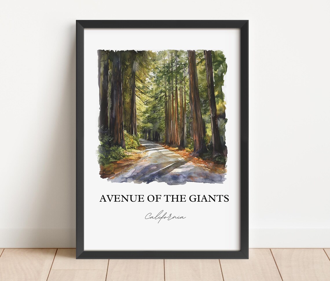 Avenue of the Giants California Redwood Forest Road Travel Poster - Image 3