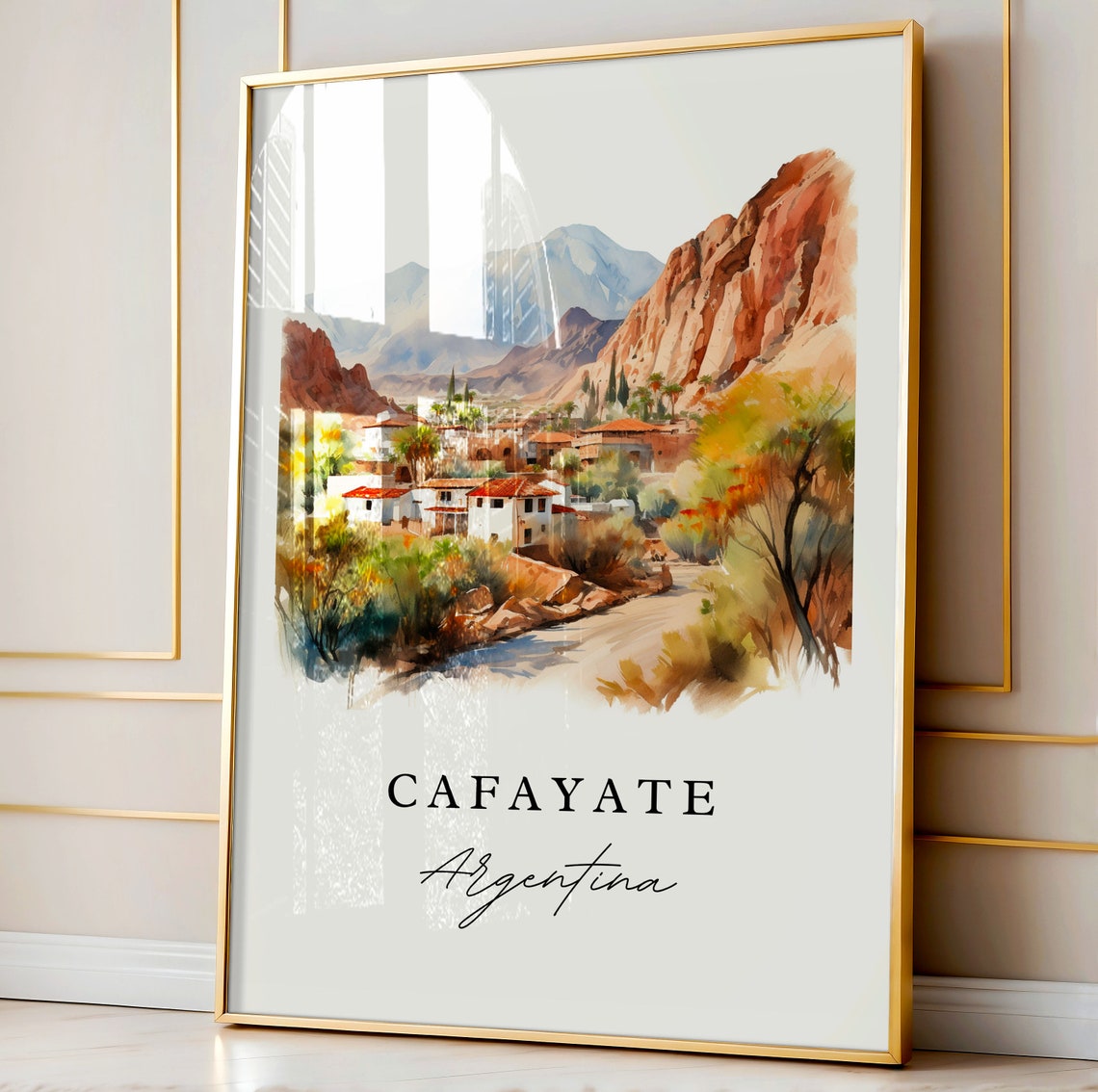 Cafayate Argentina Red Rock Canyon Mountain Watercolor Poster - Image 4
